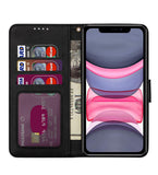 iPHONE 11 PRO WALLET BOOK CASE BLACK BLUE RED PINK ROSE-GOLD PURPLE